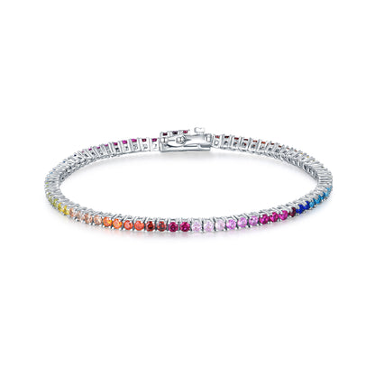 Sterling Silver Multicolor Tennis Bracelet