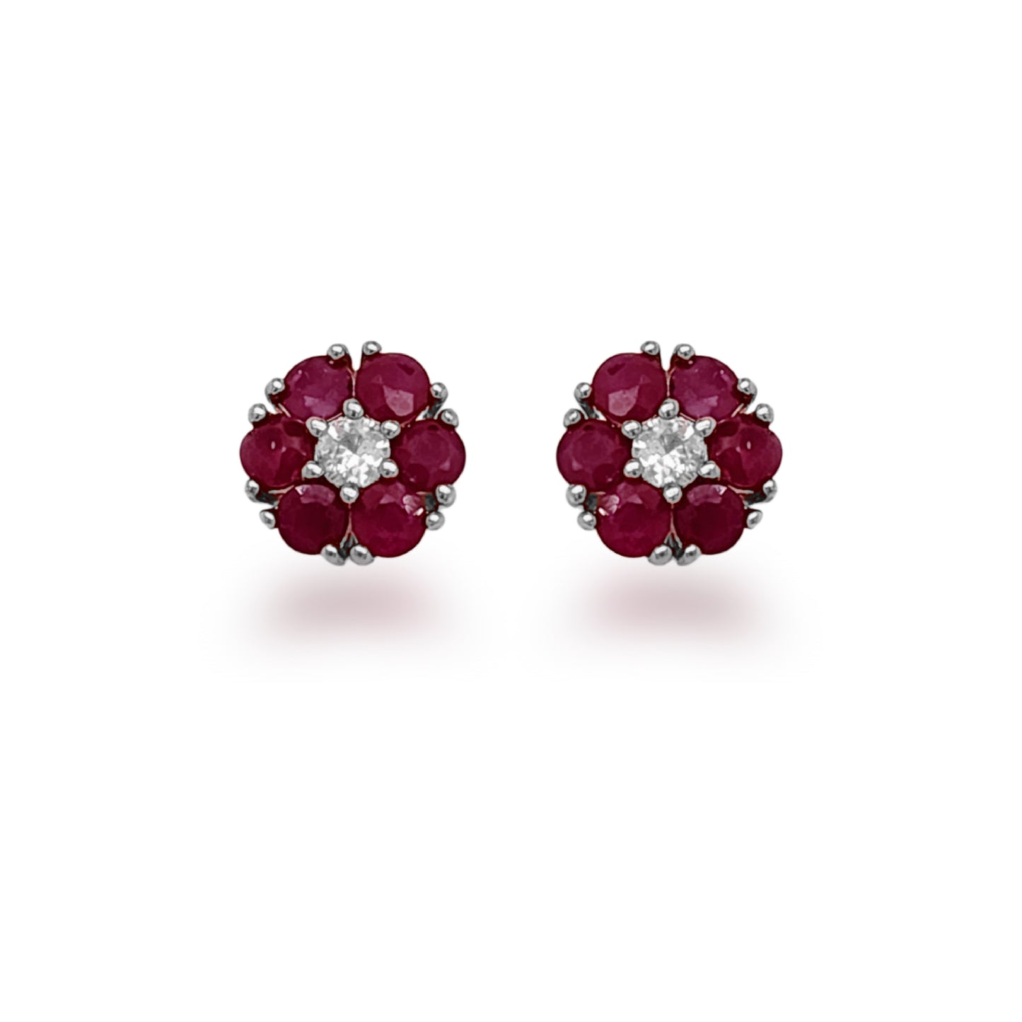 10K Ruby and White Sapphire Stud Earrings