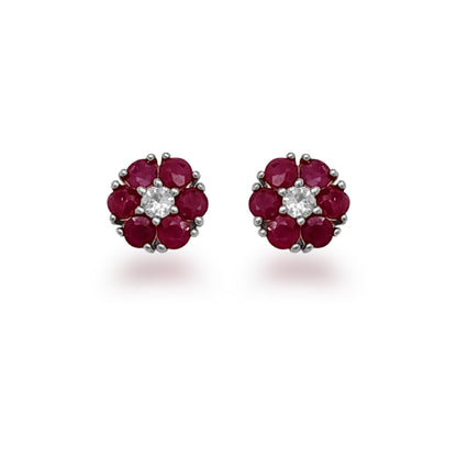 10K Ruby and White Sapphire Stud Earrings