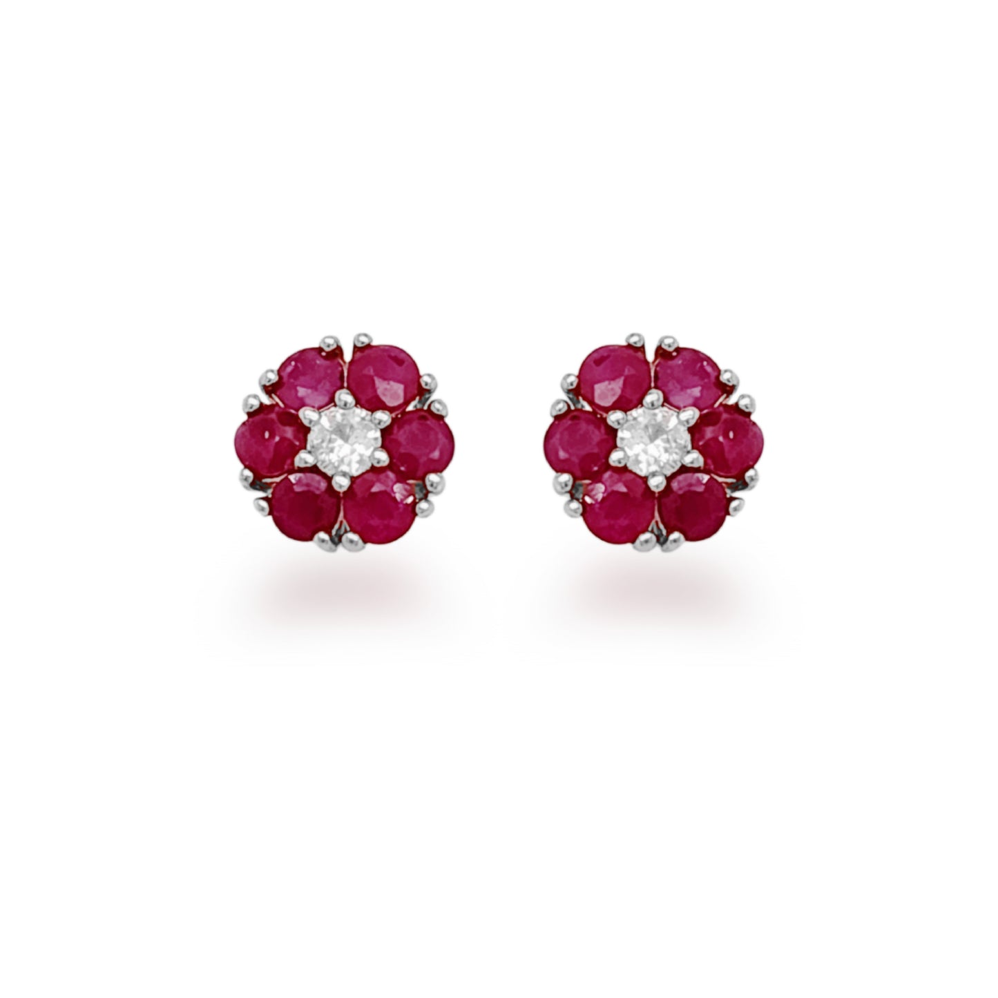 10K Ruby and White Sapphire Stud Earrings