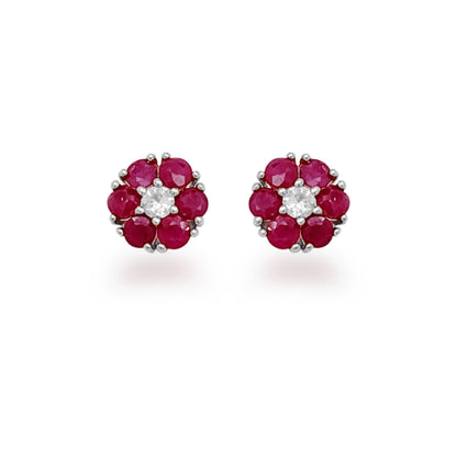 10K Ruby and White Sapphire Stud Earrings