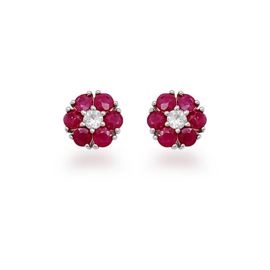 10K Ruby and White Sapphire Stud Earrings