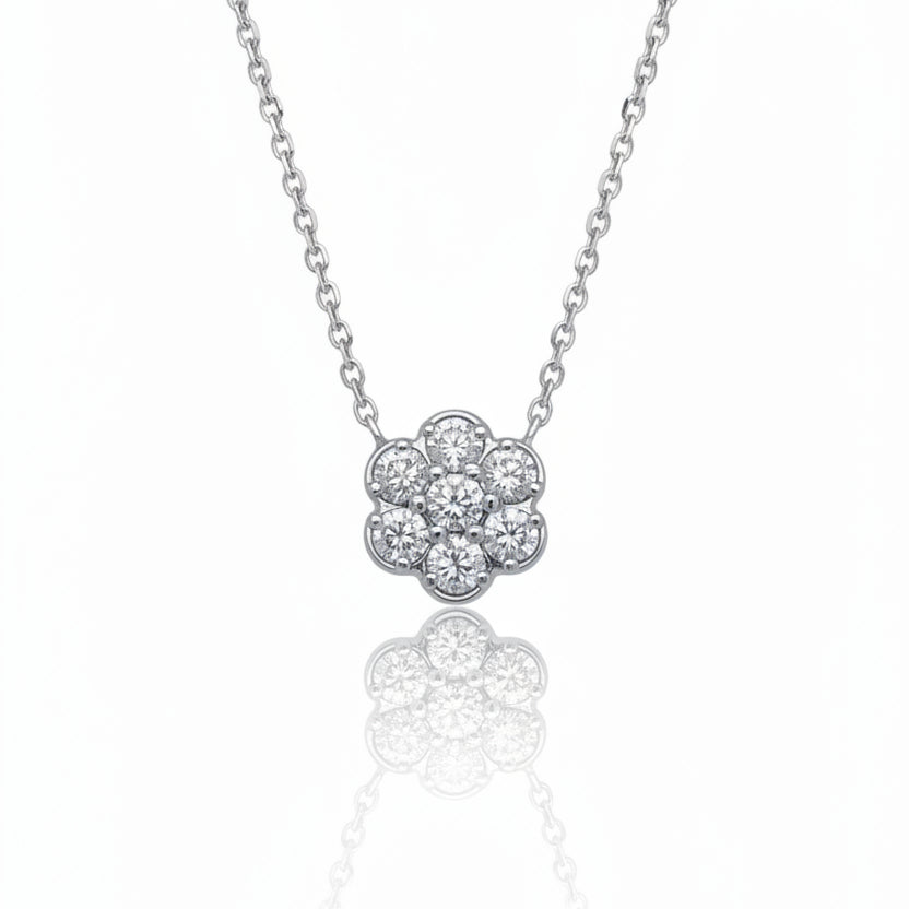 Lab Grown Diamond Flower Cluster Necklace