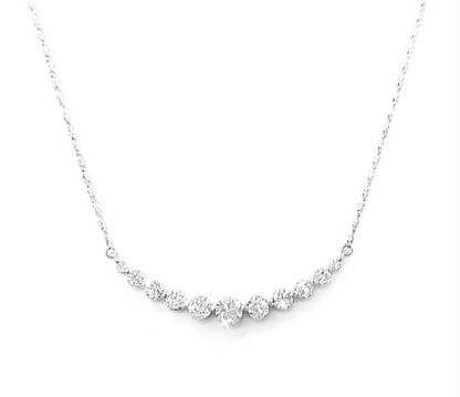 14k Gold and Diamond Curved Bar Necklace - HK Jewels