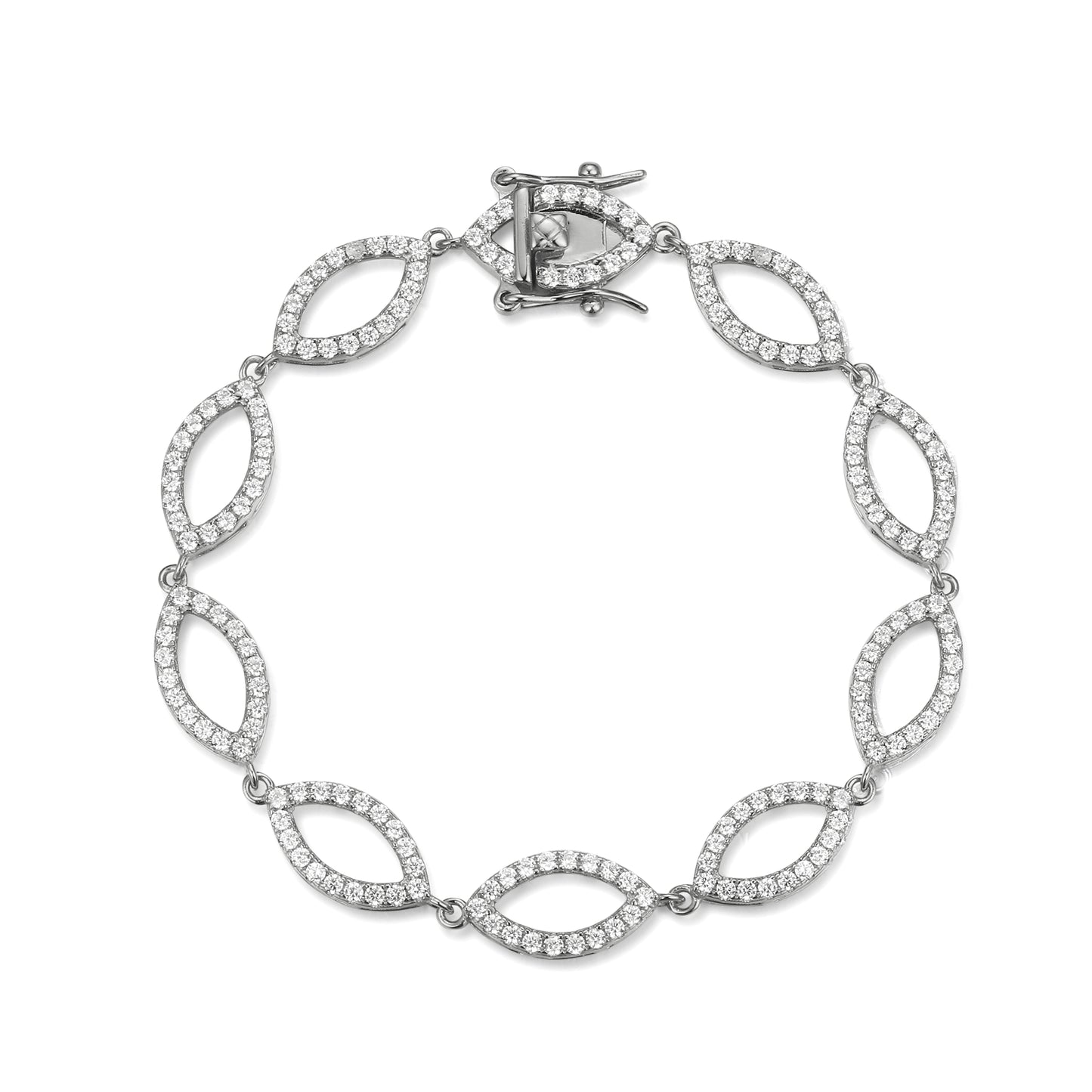 Sterling Silver Marquise Shaped CZ Bracelet