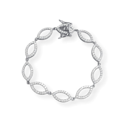 Sterling Silver Marquise Shaped CZ Bracelet