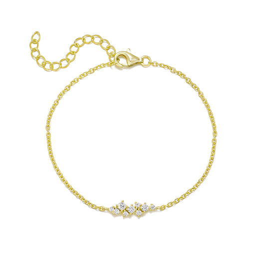 Sterling Silver CZ Center Cluster Bracelet