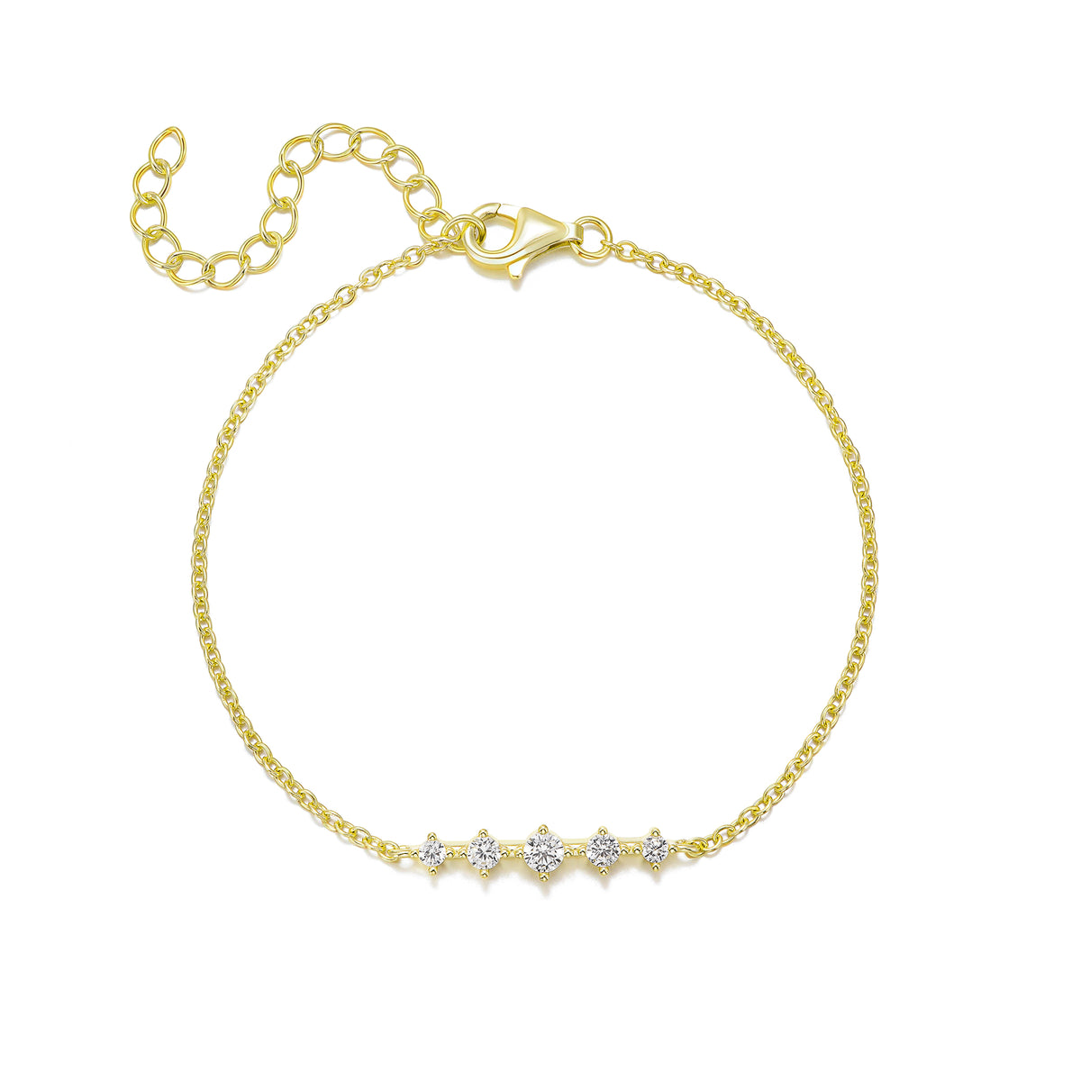 Sterling Silver Graduated Center CZ Bracelet