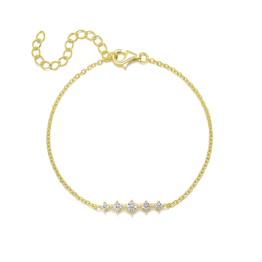Sterling Silver Graduated Center CZ Bracelet