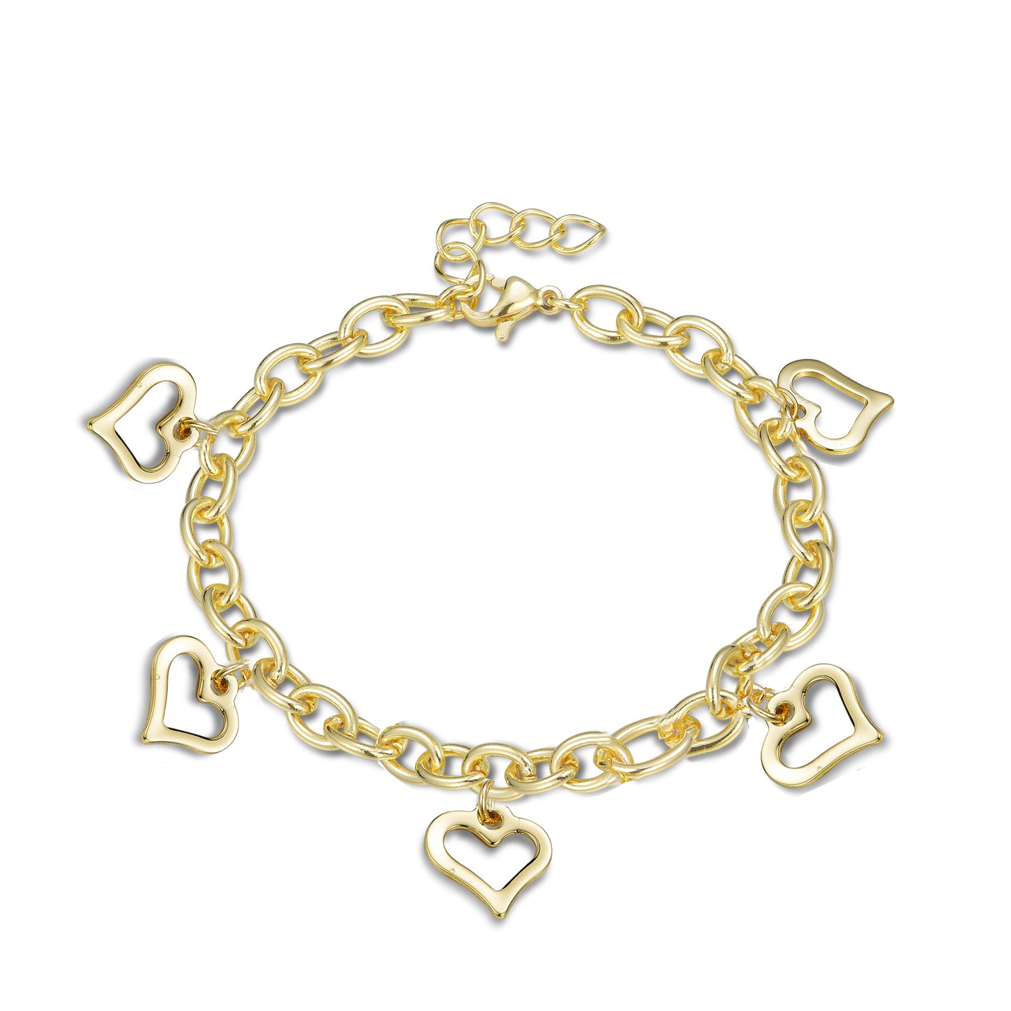 Gold Plated Brass Heart Charm Bracelet