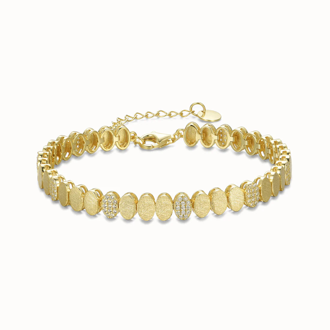 Gold Plated Sterling Silver Multi Shaped Link Bracelet