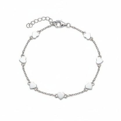 Gold Plated Sterling Silver Shiny Small 5mm Heart Station Bracelet