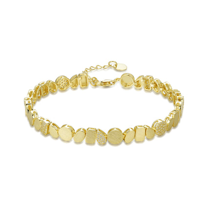 Gold Plated Sterling Silver Multi Shaped Link Bracelet