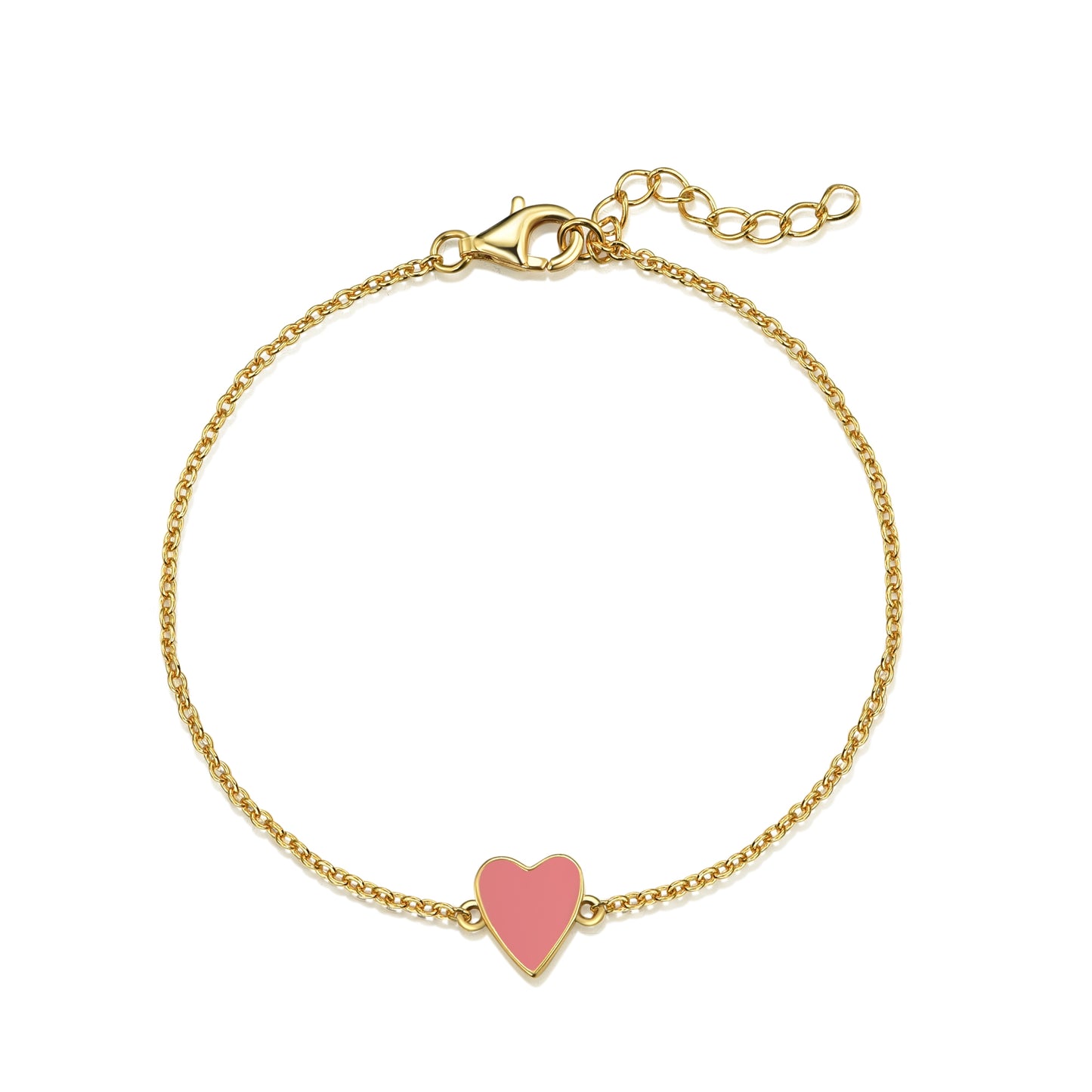 Gold Plated Sterling Silver Enamel Single Heart Bracelet