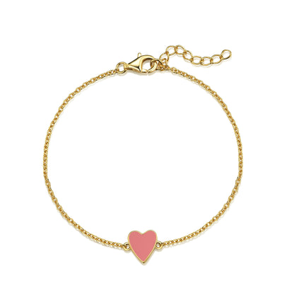 Gold Plated Sterling Silver Enamel Single Heart Bracelet