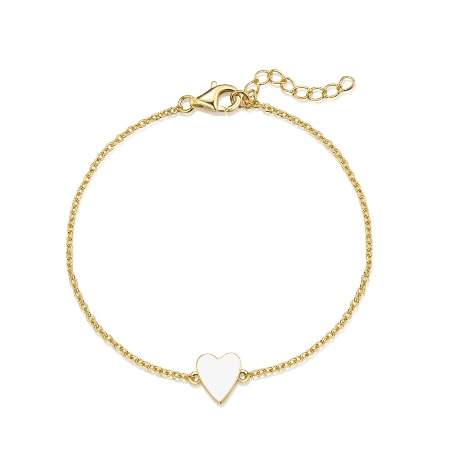 Gold Plated Sterling Silver Enamel Single Heart Bracelet