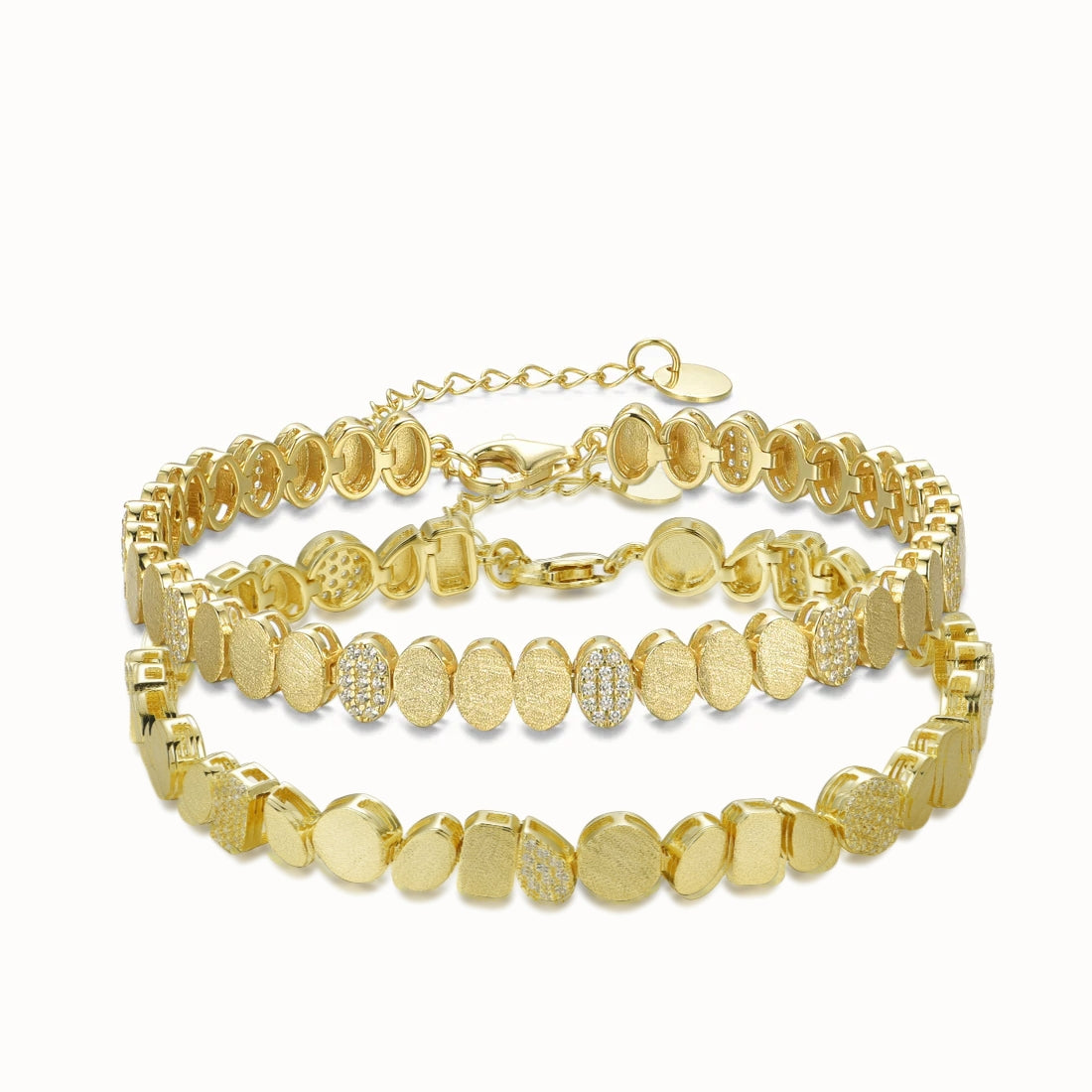 Gold Plated Sterling Silver Multi Shaped Link Bracelet