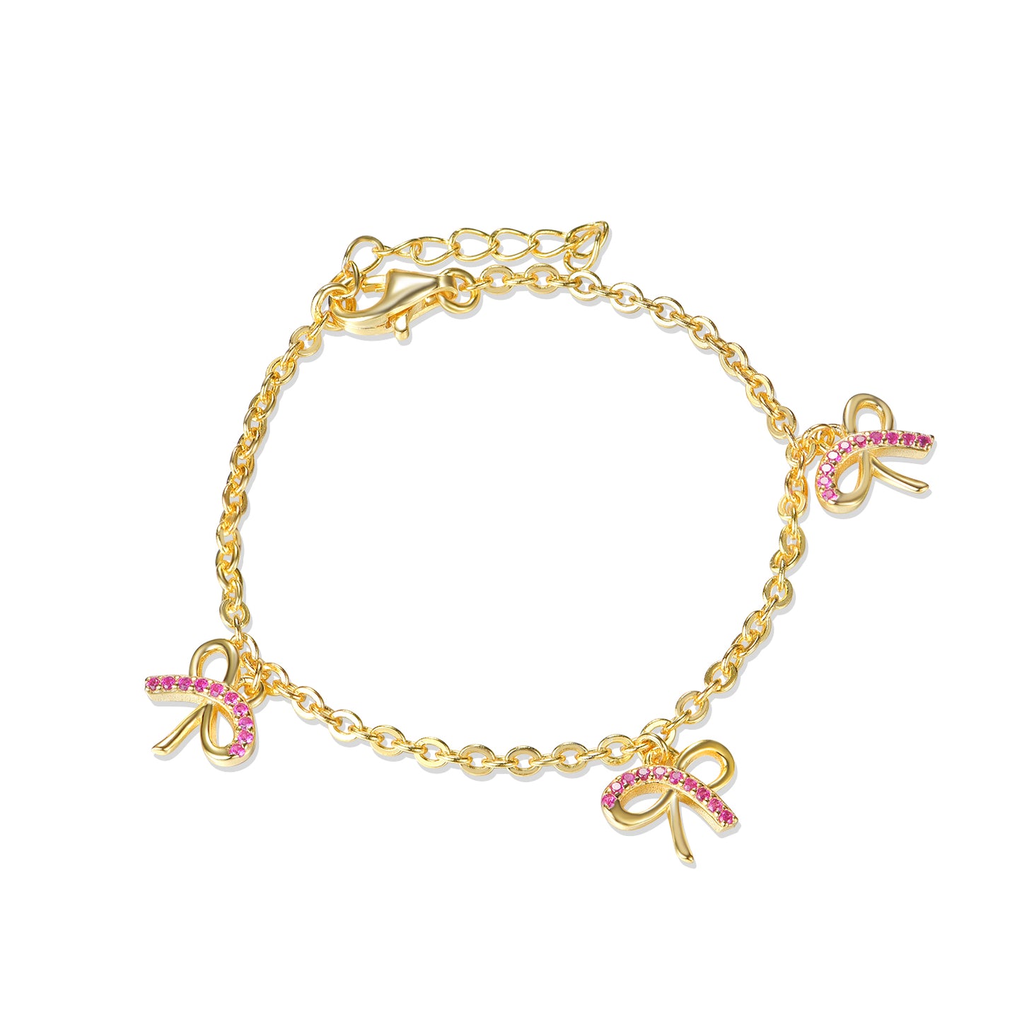 Gold Plated Sterling Silver Micropave Bowknot CZ Bracelet