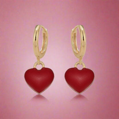 Surgical Steel Gold Plated Enamel Heart Earring