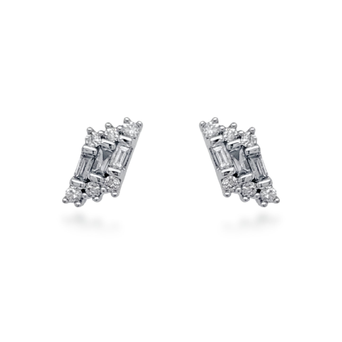 10K Gold Diamond Baguette Stud Earrings