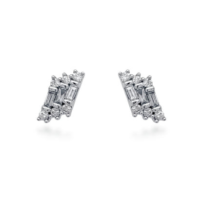 10K Gold Diamond Baguette Stud Earrings