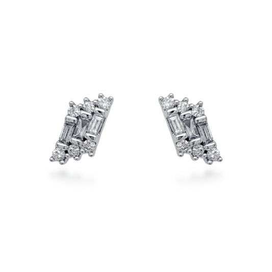 10K Gold Diamond Baguette Stud Earrings