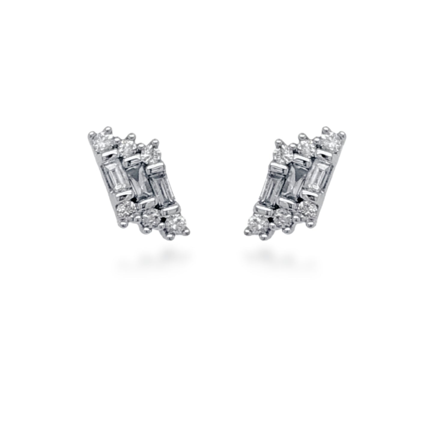 10K Gold Diamond Baguette Stud Earrings