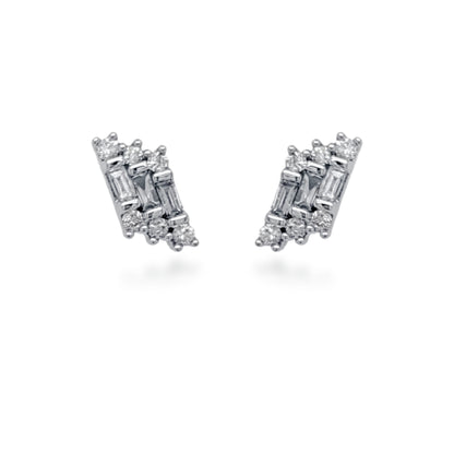 10K Gold Diamond Baguette Stud Earrings