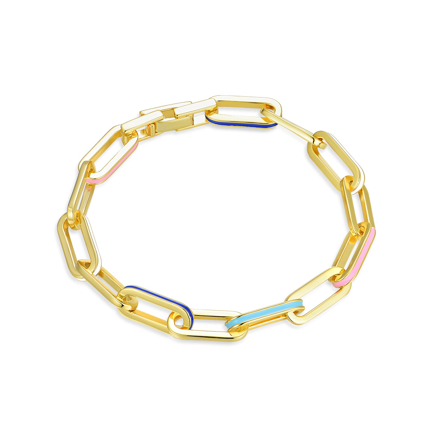 Sterling Silver Enamel Paperclip Link Bracelet