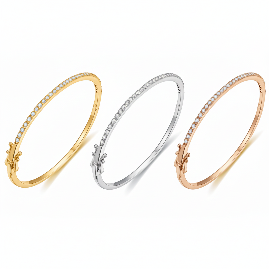 Sterling Silver Row of CZs Bangle