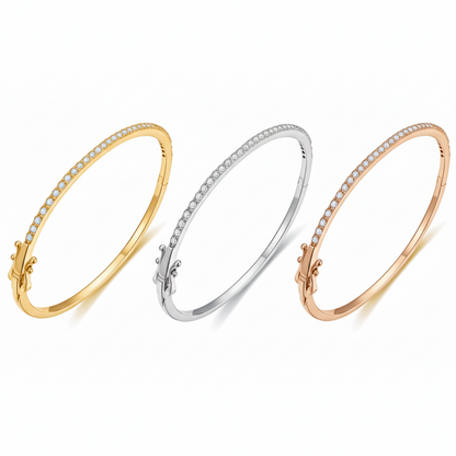 Sterling Silver Row of CZs Bangle