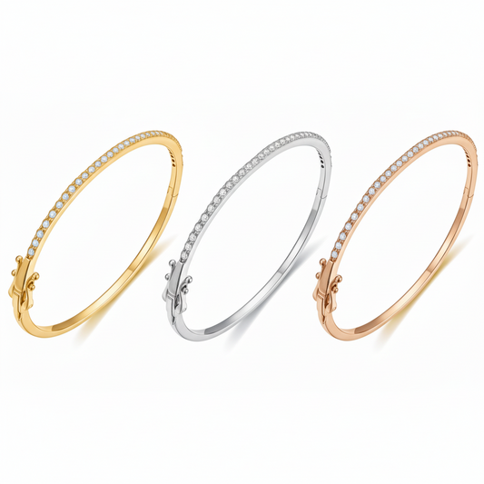 Sterling Silver Row of CZs Bangle