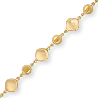 14k Alternating Brushed Gold Diamond Shapes and Shiny Balls Bracelet