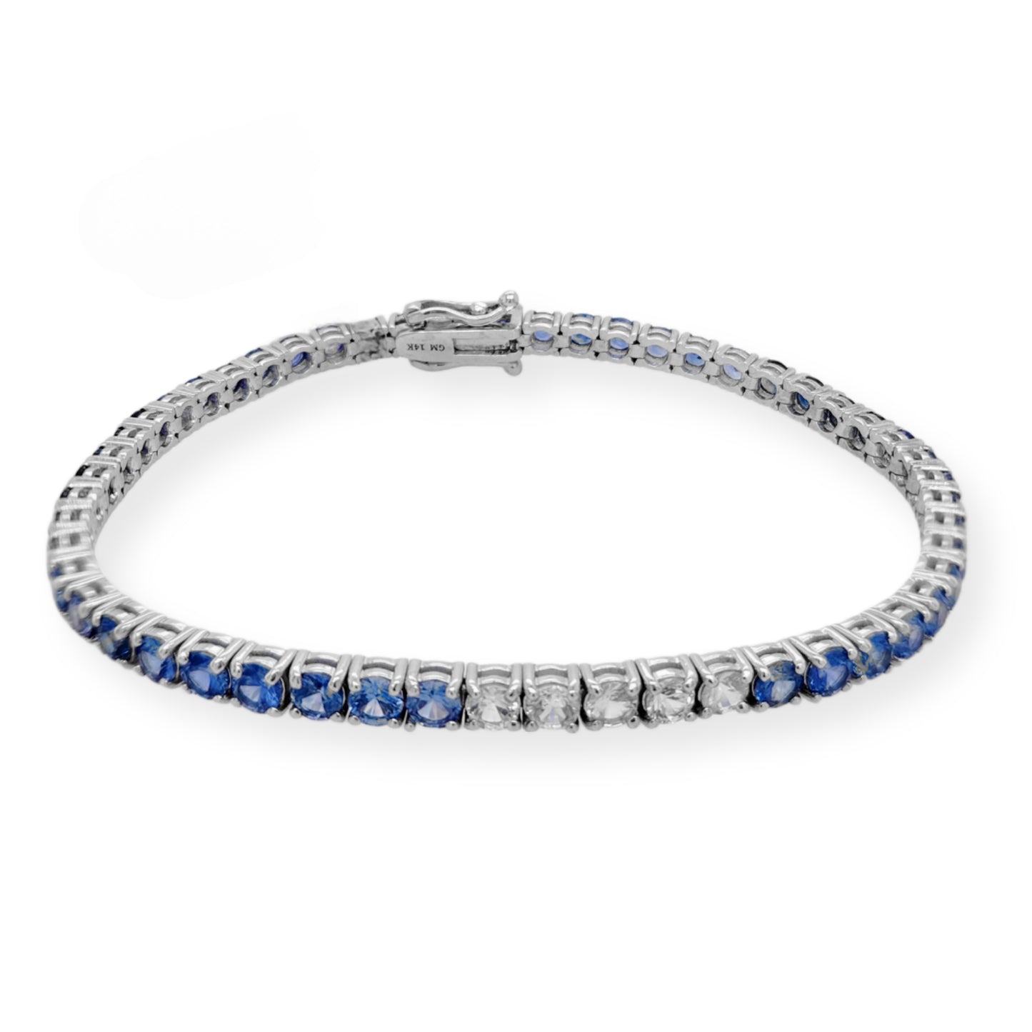 14K White Gold Ombre Sapphire Tennis Bracelet