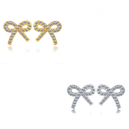 Surgical Steel Micropave Bow Stud Earrings