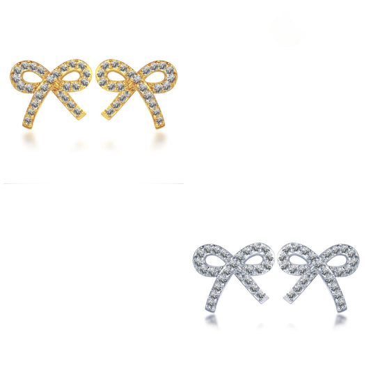 Surgical Steel Micropave Bow Stud Earrings