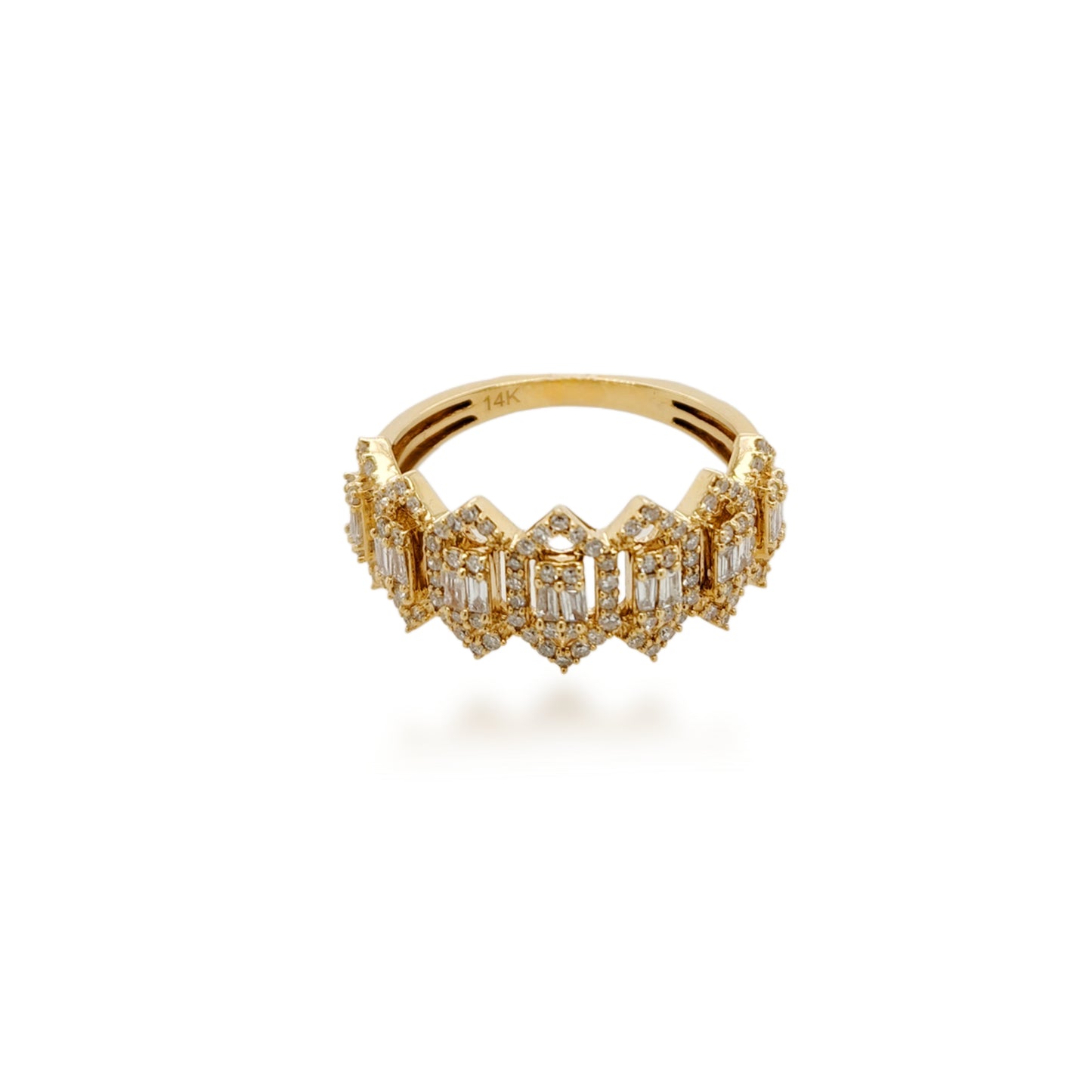 14K Gold Marquise With Diamond Baguettes Ring