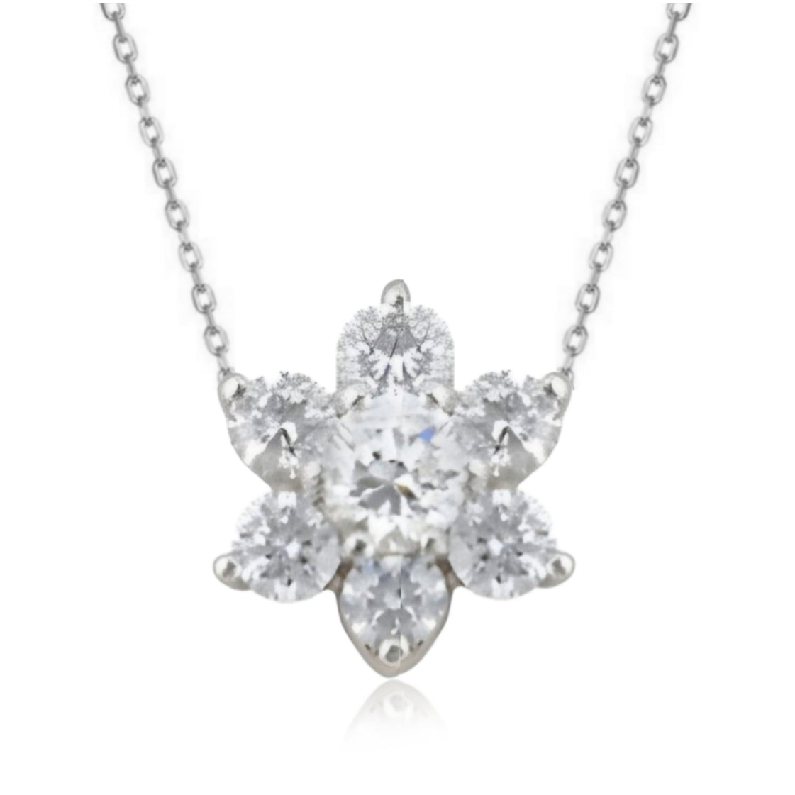 Lab Grown Diamond Flower Cluster Pendant Necklace