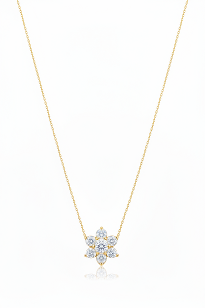 Lab Grown Diamond Flower Cluster Pendant Necklace