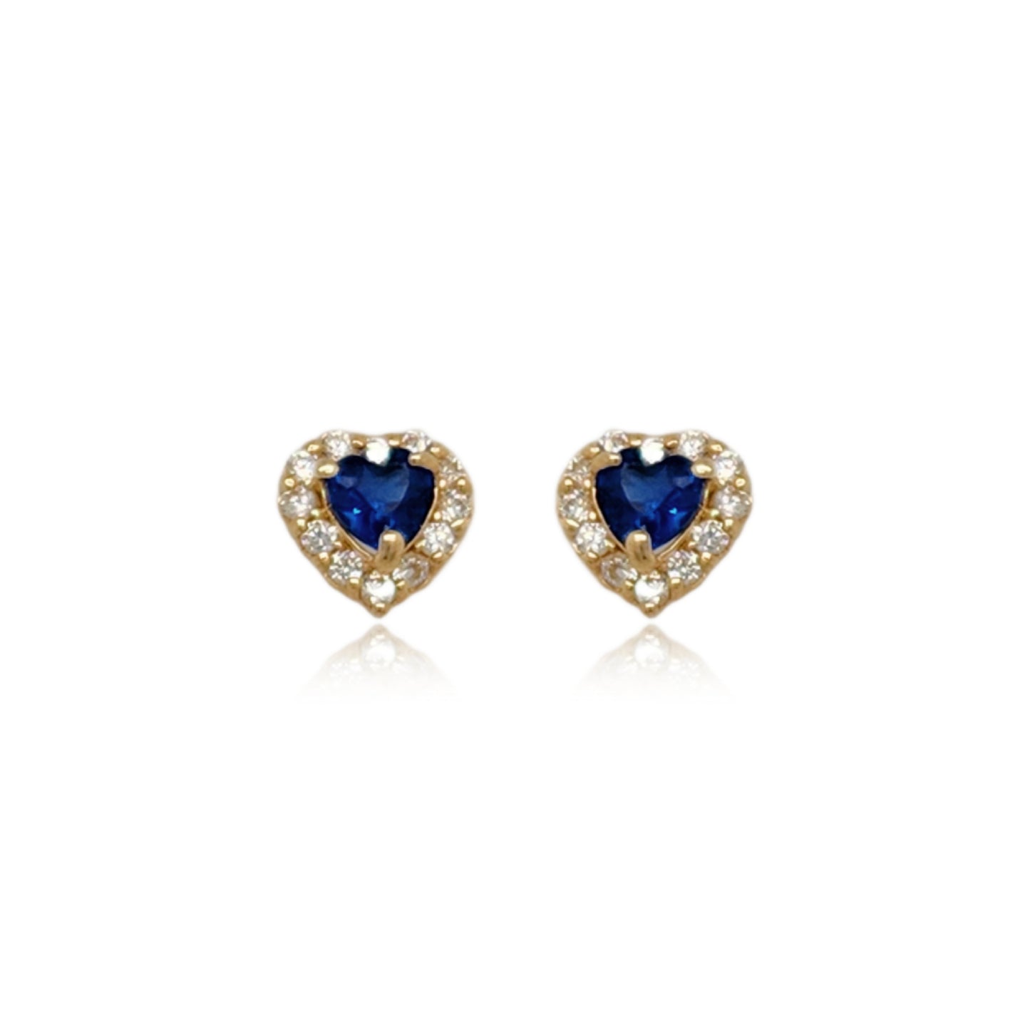 14k Gold Colored CZ Heart Stud Earrings