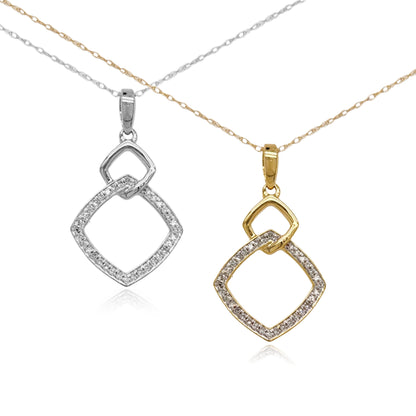 10K Gold Interlocking Diamond Shape Pendant