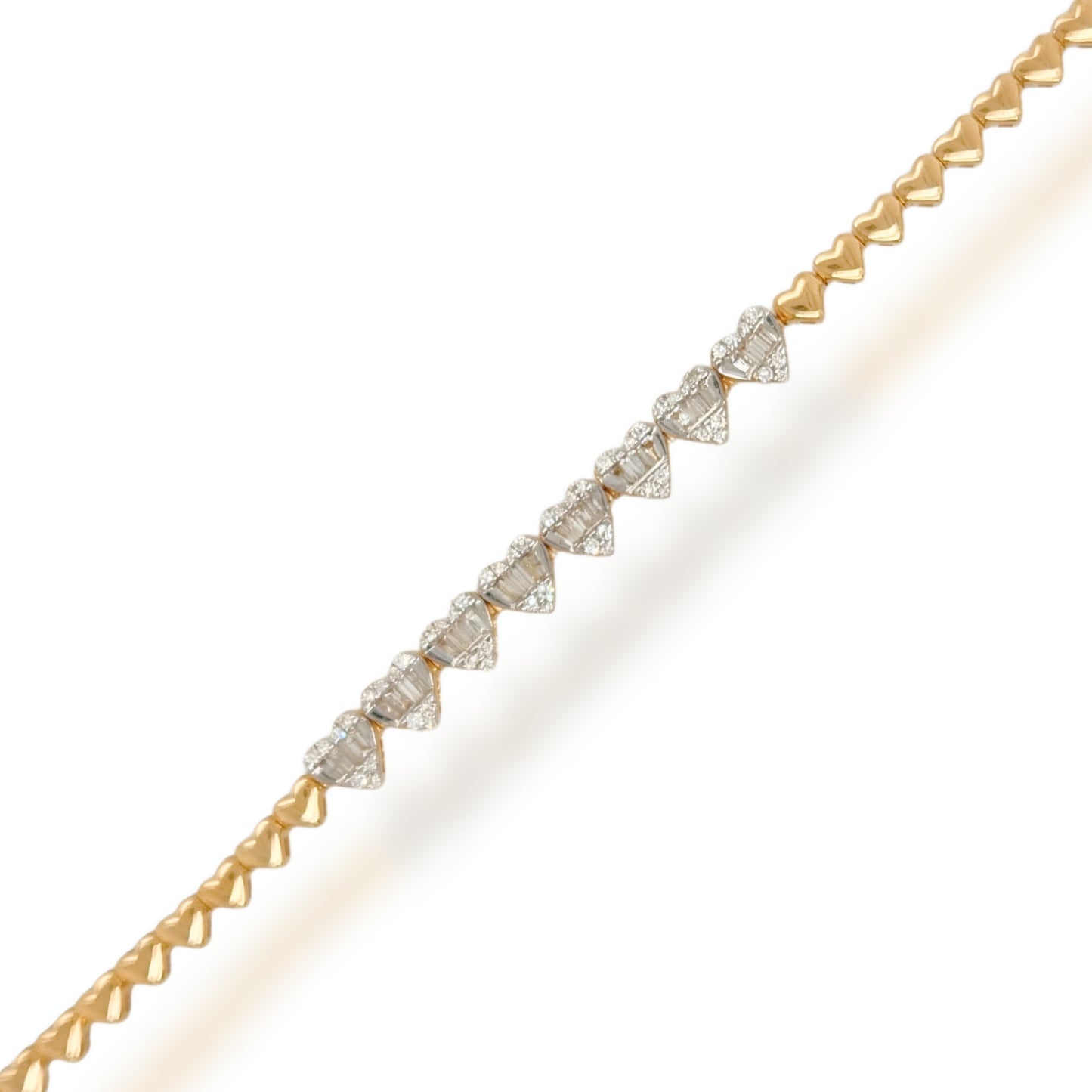 14K Gold Center Diamond Hearts Bracelet