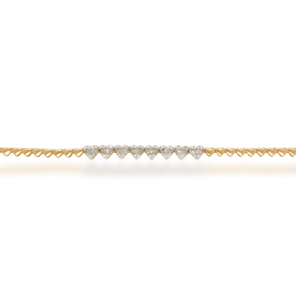 14K Gold Center Diamond Hearts Bracelet