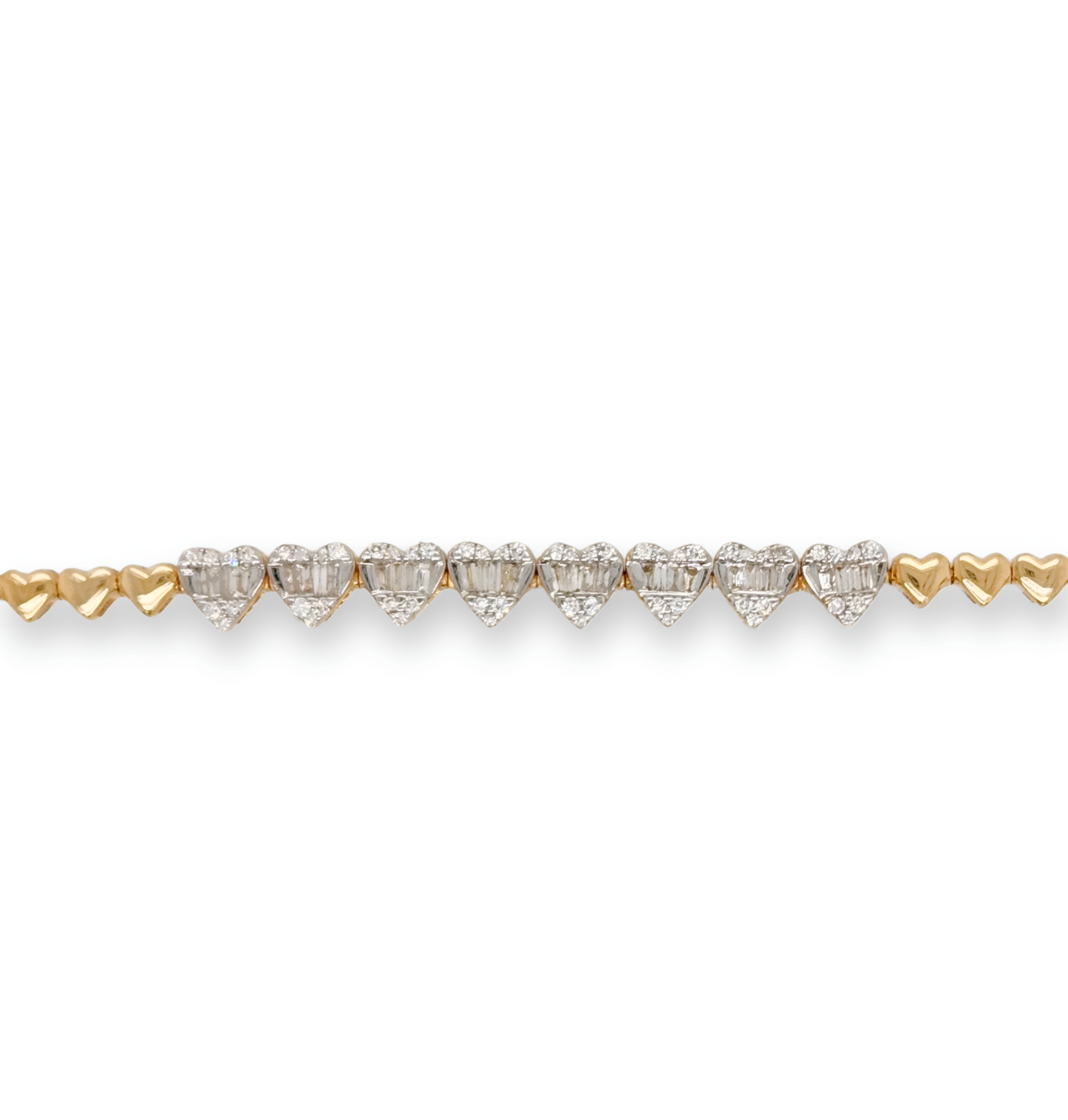 14K Gold Center Diamond Hearts Bracelet