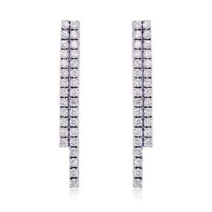 14K Double Strand Lab Grown Diamond Tennis Earrings