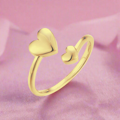 Gold Plated Sterling Silver Double Heart Ring