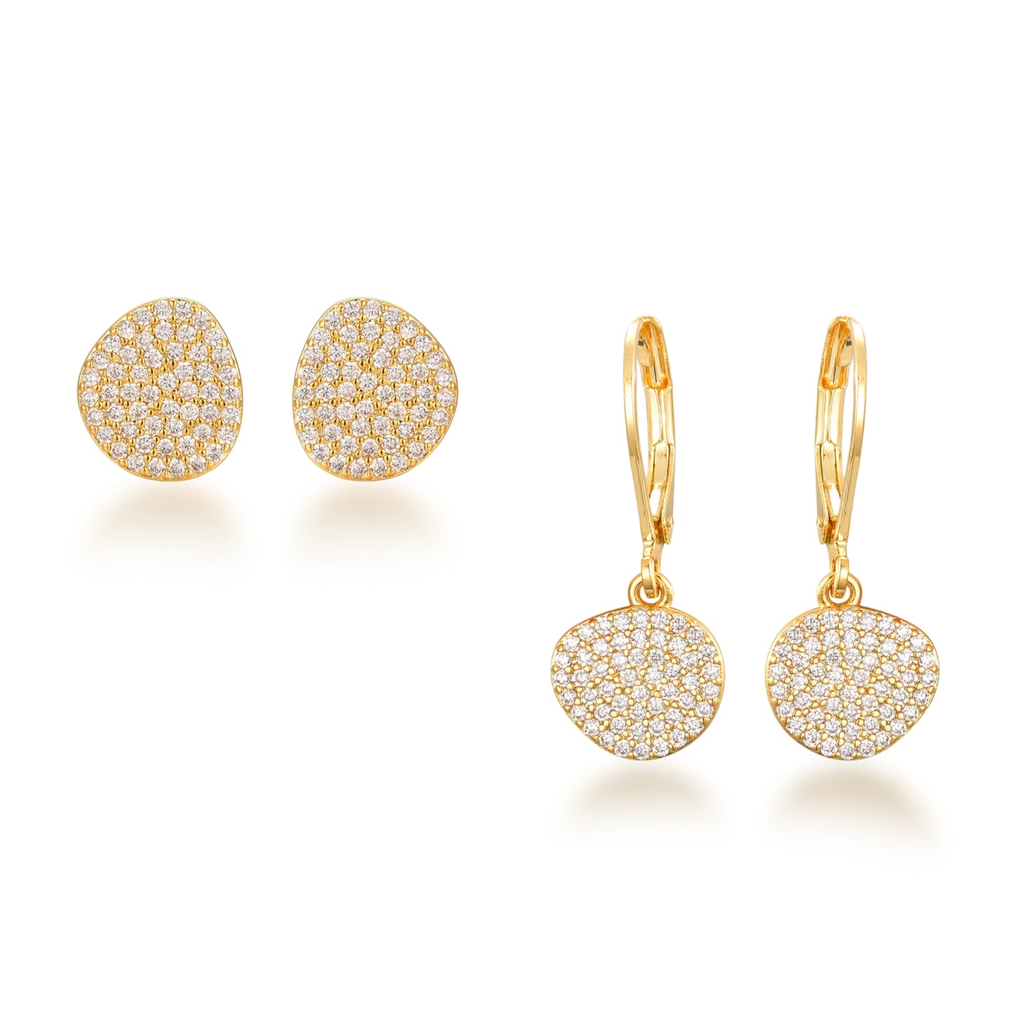 Gold Plated Surgical Steel CZ Natural Shape Earrings