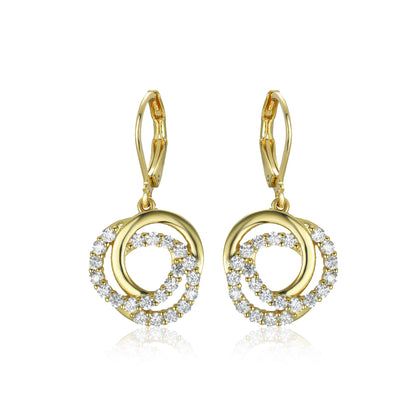 Gold-Plated Surgical Steel Interlocking Circles on Leverback Earrings