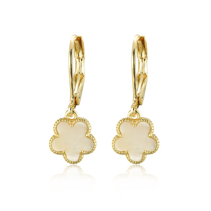 Gold Plated Surgical Steel 5 Petal Flower Leverback Earrings