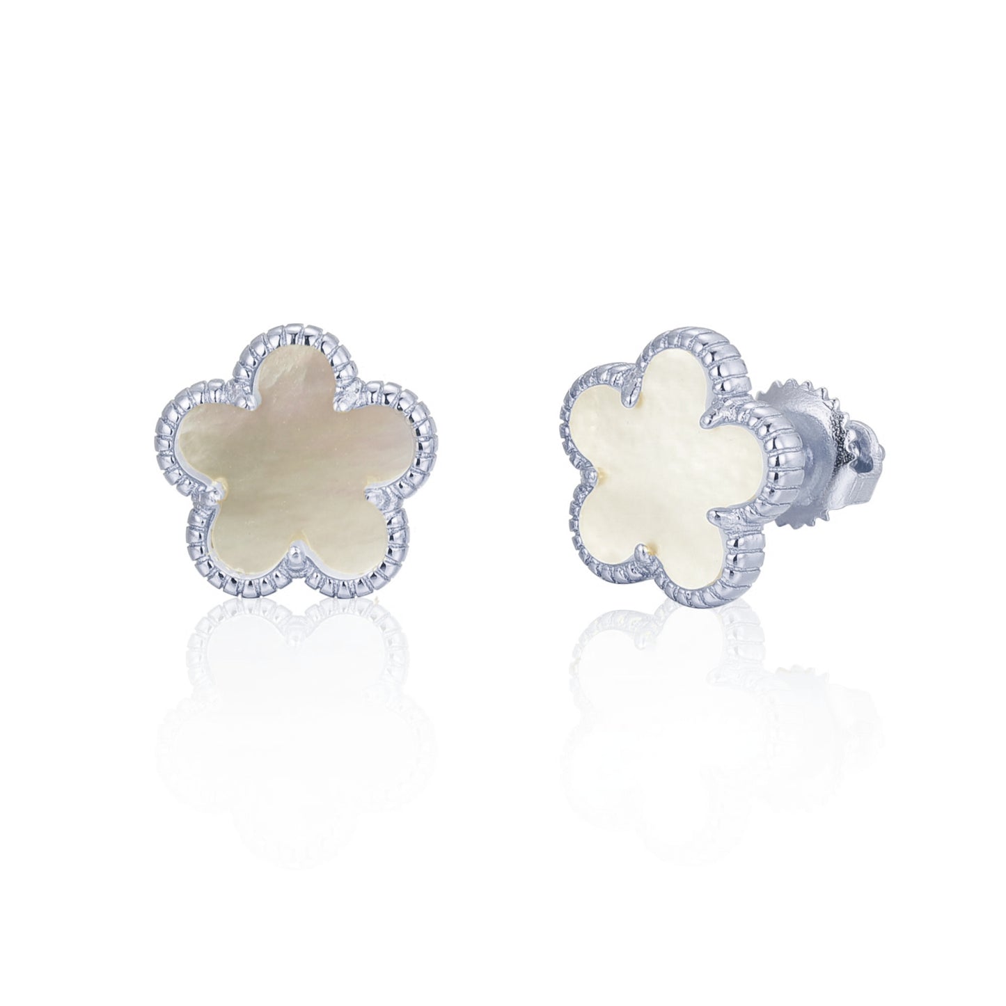 Gold Plated or Rhodium Plated Surgical Steel Flower 5 Petal Stud Earrings